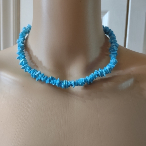 Blue women's shell necklace - Picture 1 of 4